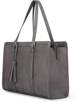 Für DAMEN 15,6 Zoll TOTE BAGEN PU Leder Computerbeutel für das Büro mit 3 Schichten Abteilungen
