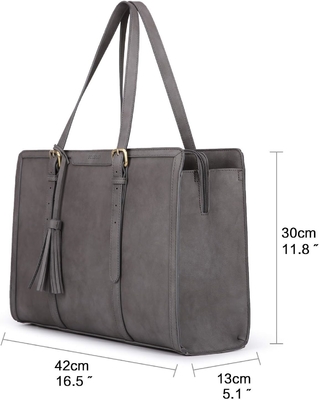 Für DAMEN 15,6 Zoll TOTE BAGEN PU Leder Computerbeutel für das Büro mit 3 Schichten Abteilungen