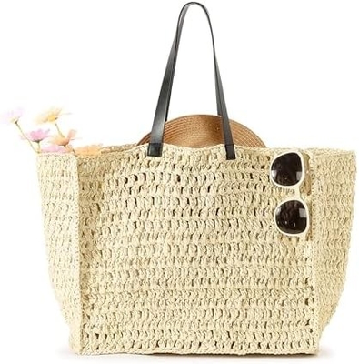 Herald Groß handgefertigte Stroh-Tote Handtasche für Frauen, Sommer Strand Weaving Chick Gewebe Schulter Tasche für Reisen