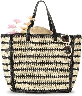 Herald Groß handgefertigte Stroh-Tote Handtasche für Frauen, Sommer Strand Weaving Chick Gewebe Schulter Tasche für Reisen