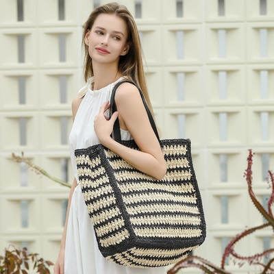 Herald Groß handgefertigte Stroh-Tote Handtasche für Frauen, Sommer Strand Weaving Chick Gewebe Schulter Tasche für Reisen