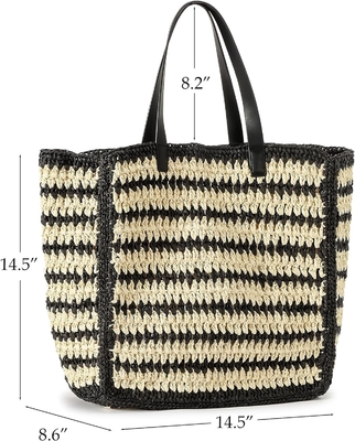 Herald Groß handgefertigte Stroh-Tote Handtasche für Frauen, Sommer Strand Weaving Chick Gewebe Schulter Tasche für Reisen