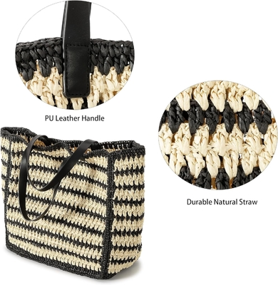 Herald Groß handgefertigte Stroh-Tote Handtasche für Frauen, Sommer Strand Weaving Chick Gewebe Schulter Tasche für Reisen