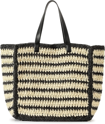 Herald Groß handgefertigte Stroh-Tote Handtasche für Frauen, Sommer Strand Weaving Chick Gewebe Schulter Tasche für Reisen