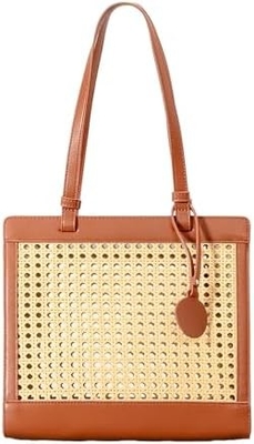 Strandbeutel aus Stroh für Frauen Sommer gewebte Rattan-Tote-Tasche Strohbeutel und Handtaschen für den Urlaub mit Anhänger