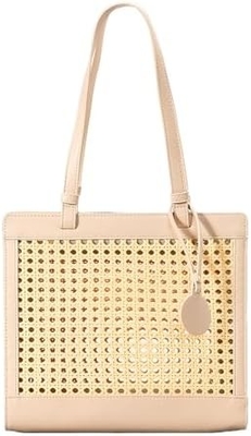 Strandbeutel aus Stroh für Frauen Sommer gewebte Rattan-Tote-Tasche Strohbeutel und Handtaschen für den Urlaub mit Anhänger
