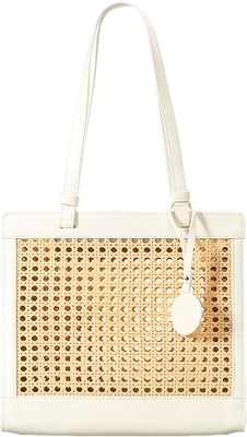 Strandbeutel aus Stroh für Frauen Sommer gewebte Rattan-Tote-Tasche Strohbeutel und Handtaschen für den Urlaub mit Anhänger