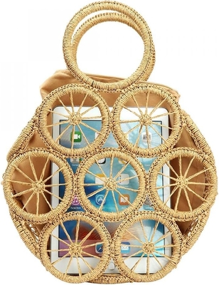 DAMEN Große Strohtaschen Strandtote Tasche Handgewebte Hobo Tasche Sommer Strandtasche Strohtasche Handtasche