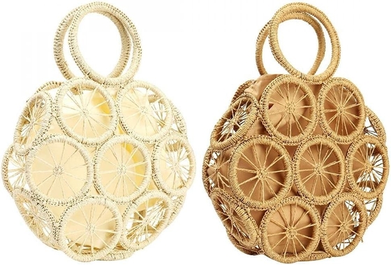 DAMEN Große Strohtaschen Strandtote Tasche Handgewebte Hobo Tasche Sommer Strandtasche Strohtasche Handtasche