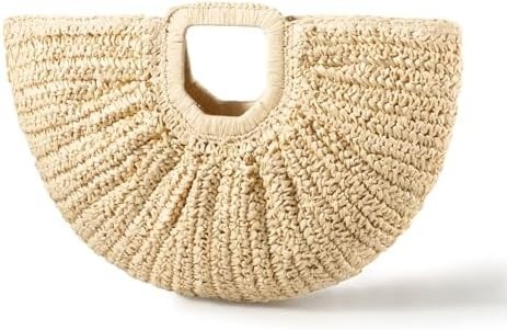 YYW handgefertigte Handtasche für Frauen, handgewebte Strohstange große Hobo-Tasche für Frauen rundes Handgelenk Ring TOTO Sommer Strandtasche Strand