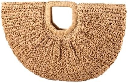 YYW handgefertigte Handtasche für Frauen, handgewebte Strohstange große Hobo-Tasche für Frauen rundes Handgelenk Ring TOTO Sommer Strandtasche Strand