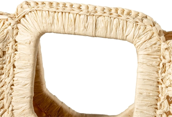 YYW handgefertigte Handtasche für Frauen, handgewebte Strohstange große Hobo-Tasche für Frauen rundes Handgelenk Ring TOTO Sommer Strandtasche Strand