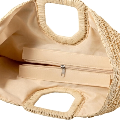 YYW handgefertigte Handtasche für Frauen, handgewebte Strohstange große Hobo-Tasche für Frauen rundes Handgelenk Ring TOTO Sommer Strandtasche Strand