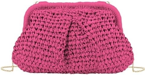 Strand-Chic Frauen-Raffia Stroh-Dumpling-Clutch stilvolle Sommerferien Crossbody-Tasche Rattan-Börse