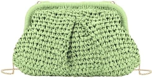 Strand-Chic Frauen-Raffia Stroh-Dumpling-Clutch stilvolle Sommerferien Crossbody-Tasche Rattan-Börse