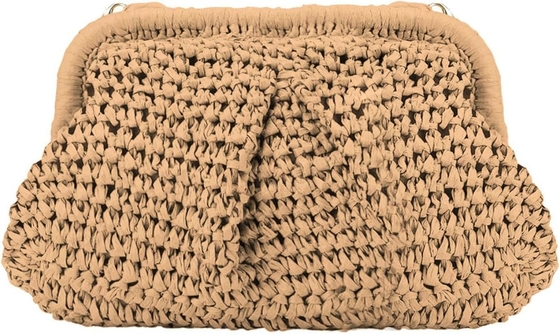 Strand-Chic Frauen-Raffia Stroh-Dumpling-Clutch stilvolle Sommerferien Crossbody-Tasche Rattan-Börse