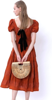 MIUCO DAMEN BAMBOO HANDTASCHEN Handgefertigter großer Tote-Tasche Strohstrassestücke Strandtasche Handtasche
