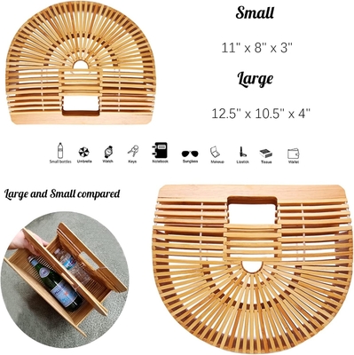 MIUCO DAMEN BAMBOO HANDTASCHEN Handgefertigter großer Tote-Tasche Strohstrassestücke Strandtasche Handtasche
