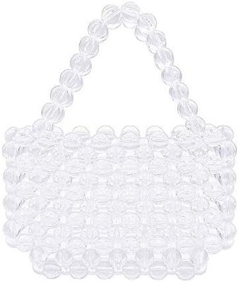 Miuco Frauen Perlen Tasche Handgefertigt Durchsichtige Acryl Handtaschen