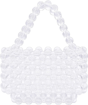 Miuco Frauen Perlen Tasche Handgefertigt Durchsichtige Acryl Handtaschen