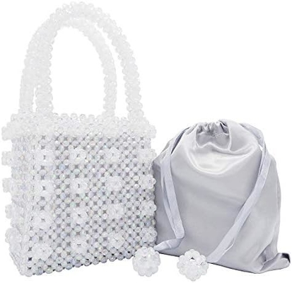 MIUCO DAMEN PERLEN HANDTASCHEN Handgewebe aus Kristall Perlen Taschen