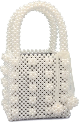 MIUCO DAMEN PERLEN HANDTASCHEN Handgewebe aus Kristall Perlen Taschen