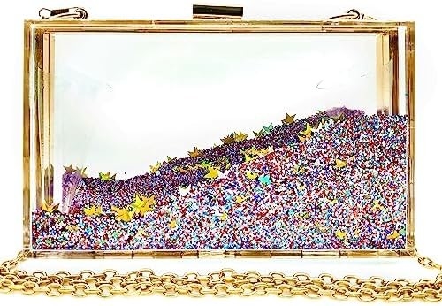 JeVenis magische durchsichtige Sequins Kupplung Tasche Abend Handtasche für Party Ball Braut
