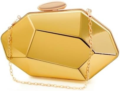 WOMEN RETTICE MOTORN Metall-Abend-Handtasche,geometrische Abend-Handtasche für Partys,Hochzeiten,Broms