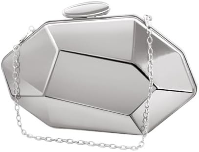 WOMEN RETTICE MOTORN Metall-Abend-Handtasche,geometrische Abend-Handtasche für Partys,Hochzeiten,Broms
