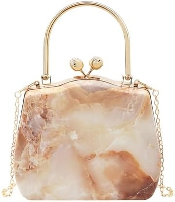 WOMEN RETTICE MOTORN Metall-Abend-Handtasche,geometrische Abend-Handtasche für Partys,Hochzeiten,Broms