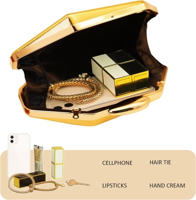WOMEN RETTICE MOTORN Metall-Abend-Handtasche,geometrische Abend-Handtasche für Partys,Hochzeiten,Broms