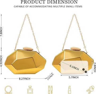 WOMEN RETTICE MOTORN Metall-Abend-Handtasche,geometrische Abend-Handtasche für Partys,Hochzeiten,Broms