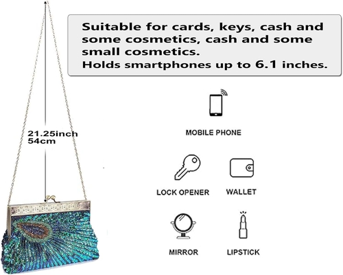 VINTAGE STYLE Perlen und Sequined Abend Tasche Hochzeitsfeier Handtasche Klammer Tasche für Frauen Abend