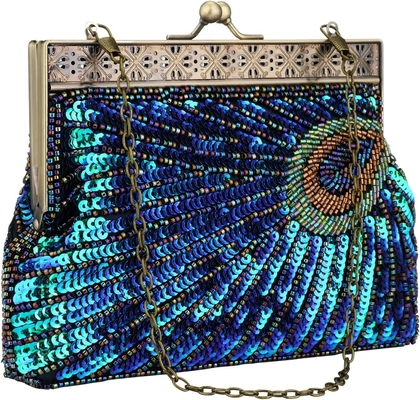 VINTAGE STYLE Perlen und Sequined Abend Tasche Hochzeitsfeier Handtasche Klammer Tasche für Frauen Abend