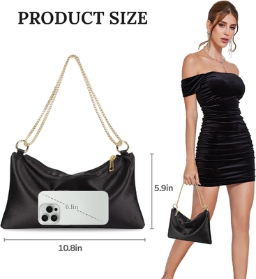 Satin-Abendtasche für Frauen, Handtasche für Frauen, Hochzeits-Schultertasche mit 2 Ketten für Cocktailparty