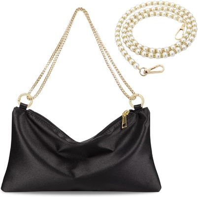 Satin-Abendtasche für Frauen, Handtasche für Frauen, Hochzeits-Schultertasche mit 2 Ketten für Cocktailparty