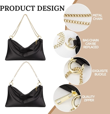 Satin-Abendtasche für Frauen, Handtasche für Frauen, Hochzeits-Schultertasche mit 2 Ketten für Cocktailparty
