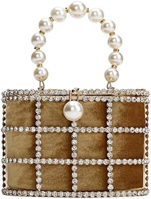 Abends Handtasche Frauen Handtaschen mit Perldämanten für Hochzeitsfeiern Geburtstagsfeier Abendessen Accessoires
