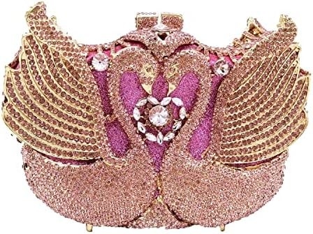BOUTIQUE DE FGG WOMEN SWAN CLUTCH Kristall-Abendtaschen Hochzeitsfeier Abendessen Damen Strass-Miniatur Handtasche