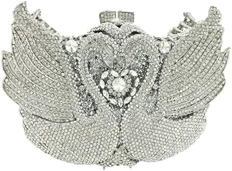 BOUTIQUE DE FGG WOMEN SWAN CLUTCH Kristall-Abendtaschen Hochzeitsfeier Abendessen Damen Strass-Miniatur Handtasche