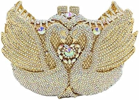 BOUTIQUE DE FGG WOMEN SWAN CLUTCH Kristall-Abendtaschen Hochzeitsfeier Abendessen Damen Strass-Miniatur Handtasche