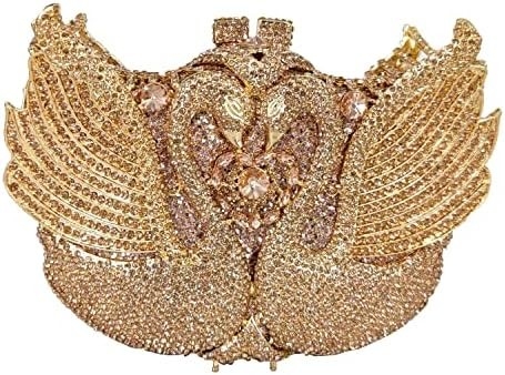 BOUTIQUE DE FGG WOMEN SWAN CLUTCH Kristall-Abendtaschen Hochzeitsfeier Abendessen Damen Strass-Miniatur Handtasche