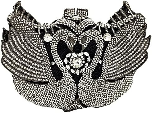 BOUTIQUE DE FGG WOMEN SWAN CLUTCH Kristall-Abendtaschen Hochzeitsfeier Abendessen Damen Strass-Miniatur Handtasche