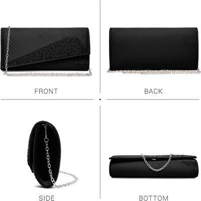 DASEIN DAMEN'S SATIN Strass Klammer Abend Taschen Glanz Glanz Tasche Handtasche für die Party Hochzeit Cocktailball