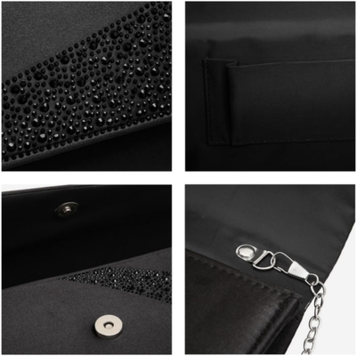 DASEIN DAMEN'S SATIN Strass Klammer Abend Taschen Glanz Glanz Tasche Handtasche für die Party Hochzeit Cocktailball