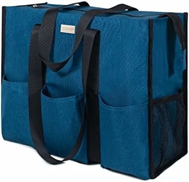 TOPDESIGN NUTZFÜHRUNG Wasserabweisender TÖTE-TASCH mit 13 äußeren und inneren Taschen, oberem Reißverschluss und dickem Bodenstützpunkt
