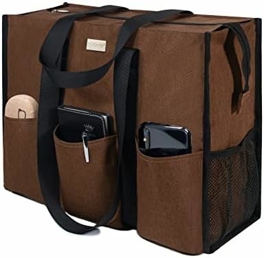 TOPDESIGN NUTZFÜHRUNG Wasserabweisender TÖTE-TASCH mit 13 äußeren und inneren Taschen, oberem Reißverschluss und dickem Bodenstützpunkt