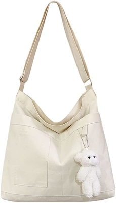 Marke: Kehpish Ökonomische Baumwoll-Leinwand-Tote-Tasche,Women Hobo Schultertasche Crossbody Handtasche mit 3 Außentaschen