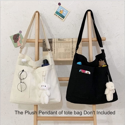 Marke: Kehpish Ökonomische Baumwoll-Leinwand-Tote-Tasche,Women Hobo Schultertasche Crossbody Handtasche mit 3 Außentaschen