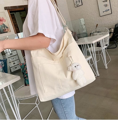 Marke: Kehpish Ökonomische Baumwoll-Leinwand-Tote-Tasche,Women Hobo Schultertasche Crossbody Handtasche mit 3 Außentaschen